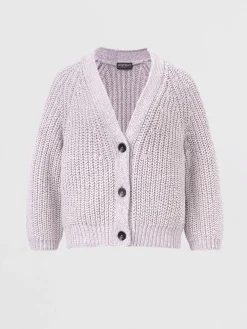Zweifarbige Strickjacke Aus Baumwollmischung Mit Größem Rippenstrick