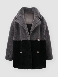 Zweifarbiger Wendbarer Faux Shearling Mäntel