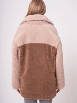 Zweifarbiger Wendbarer Faux Shearling Mäntel